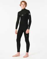 The Rip Curl Boys Dawn Patrol 5/3mm Chest Zip Wetsuit in Black