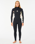 The Rip Curl Womens Dawn Patrol Performance 5/3mm Chest Zip Wetsuit in Black & Black