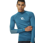 The Rip Curl Waves UPF Performance Rash Vest in Deep Ocean