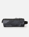 The Rip Curl 2 Compartment Pencil Case in Black & Grey