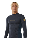 The Rip Curl Dawn Patrol UPF Performance Long Sleeve Rash Vest in Navy Marle