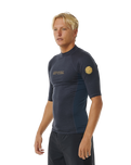 The Rip Curl Dawn Patrol UPF Performance Rash Vest in Navy Marle