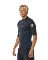 The Rip Curl Dawn Patrol UPF Performance Rash Vest in Navy Marle