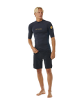 The Rip Curl Dawn Patrol UPF Performance Rash Vest in Navy Marle