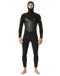 The Rip Curl Mens Flashbomb 6/4mm Hooded Chest Zip Wetsuit in Black