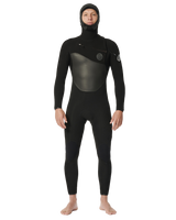 The Rip Curl Mens Flashbomb 6/4mm Hooded Chest Zip Wetsuit in Black