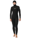 Womens Dawn Patrol 5/4mm Hooded Chest Zip Wetsuit in Black