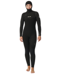 Womens Dawn Patrol 5/4mm Hooded Chest Zip Wetsuit in Black