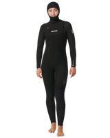 Womens Dawn Patrol 5/4mm Hooded Chest Zip Wetsuit in Black