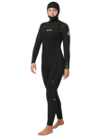 Womens Dawn Patrol 5/4mm Hooded Chest Zip Wetsuit in Black