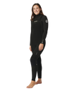 The Rip Curl Womens Womens Dawn Patrol 5/3mm Chest Zip Wetsuit in Black