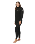 The Rip Curl Womens Womens Dawn Patrol 5/3mm Chest Zip Wetsuit in Black