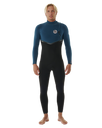 The Rip Curl Mens E-Bomb 4/3mm Zip Free Wetsuit in Blue Green