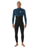 The Rip Curl Mens E-Bomb 4/3mm Zip Free Wetsuit in Blue Green