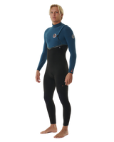 The Rip Curl Mens E-Bomb 4/3mm Zip Free Wetsuit in Blue Green