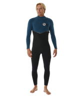 The Rip Curl Mens E-Bomb 4/3mm Zip Free Wetsuit in Blue Green