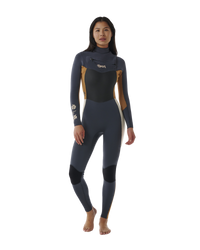 The Rip Curl Womens Dawn Patrol 4/3mm Chest Zip Wetsuit in Light Brown