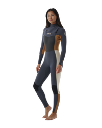 The Rip Curl Womens Dawn Patrol 4/3mm Chest Zip Wetsuit in Light Brown