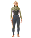 The Rip Curl Womens Dawn Patrol 4/3mm Chest Zip Wetsuit in Charcoal