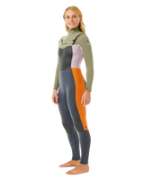 The Rip Curl Womens Dawn Patrol 4/3mm Chest Zip Wetsuit in Charcoal