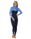 The Rip Curl Womens Dawn Patrol Performance 4/3mm Chest Zip Wetsuit in Blue