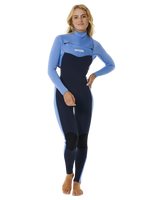 The Rip Curl Womens Dawn Patrol Performance 4/3mm Chest Zip Wetsuit in Blue