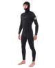 The Rip Curl Mens Dawn Patrol 5/4mm Hooded Chest Zip Wetsuit in Black