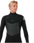 The Rip Curl Mens Dawn Patrol 5/3mm Chest Zip Wetsuit in Black