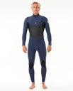 The Rip Curl Mens Dawn Patrol 4/3mm Chest Zip Wetsuit in Dark Navy