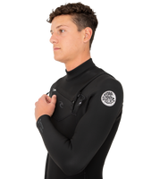 The Rip Curl Mens Dawn Patrol Performance 4/3mm Chest Zip Wetsuit in Black