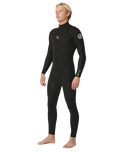 The Rip Curl Mens Dawn Patrol Performance 4/3mm Chest Zip Wetsuit in Black