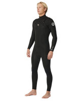 The Rip Curl Mens Dawn Patrol Performance 4/3mm Chest Zip Wetsuit in Black