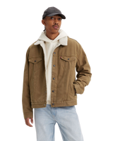 The Levi's® Mens Type 3 Sherpa Trucker Jacket in Washed Cougar Canvas