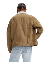 The Levi's® Mens Type 3 Sherpa Trucker Jacket in Washed Cougar Canvas