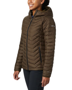 The Columbia Womens Powder Lite Hooded Jacket in Olive Green