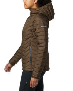 The Columbia Womens Powder Lite Hooded Jacket in Olive Green