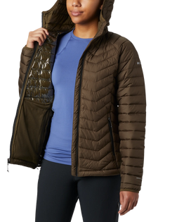 The Columbia Womens Powder Lite Hooded Jacket in Olive Green