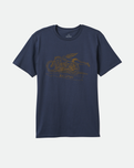 The Brixton Mens 20th Anniversary Flyer Tailored T-Shirt in Washed Navy