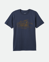 The Brixton Mens 20th Anniversary Flyer Tailored T-Shirt in Washed Navy