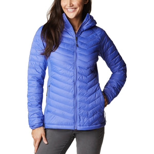 The Columbia Womens Powder Pass Hooded Jacket in Purple Lotus & Nocturnal