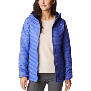 The Columbia Womens Powder Pass Hooded Jacket in Purple Lotus & Nocturnal