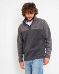 The Columbia Mens Steen Mountain Shirt Fleece Jacket in Charcoal Heather & Shark