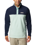 The Columbia Mens Steens Mountain Half Snap Fleece Jacket in Spray & Collegiate Navy