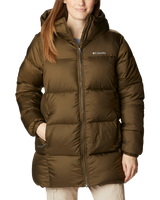 The Columbia Womens Puffect Mid Hooded Jacket in Olive Green