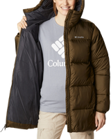 The Columbia Womens Puffect Mid Hooded Jacket in Olive Green