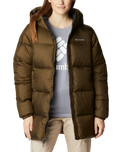 The Columbia Womens Puffect Mid Hooded Jacket in Olive Green