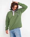 The Columbia Mens Helvetia Half Snap Fleece Jacket in Canteen, Flint Grey & Shark