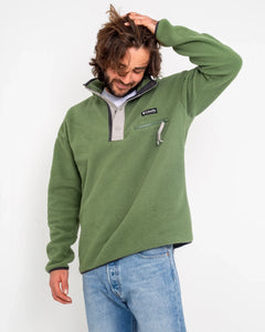 The Columbia Mens Helvetia Half Snap Fleece Jacket in Canteen, Flint Grey & Shark