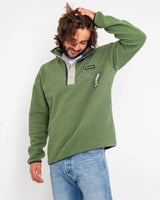 The Columbia Mens Helvetia Half Snap Fleece Jacket in Canteen, Flint Grey & Shark