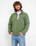 The Columbia Mens Helvetia Half Snap Fleece Jacket in Canteen, Flint Grey & Shark